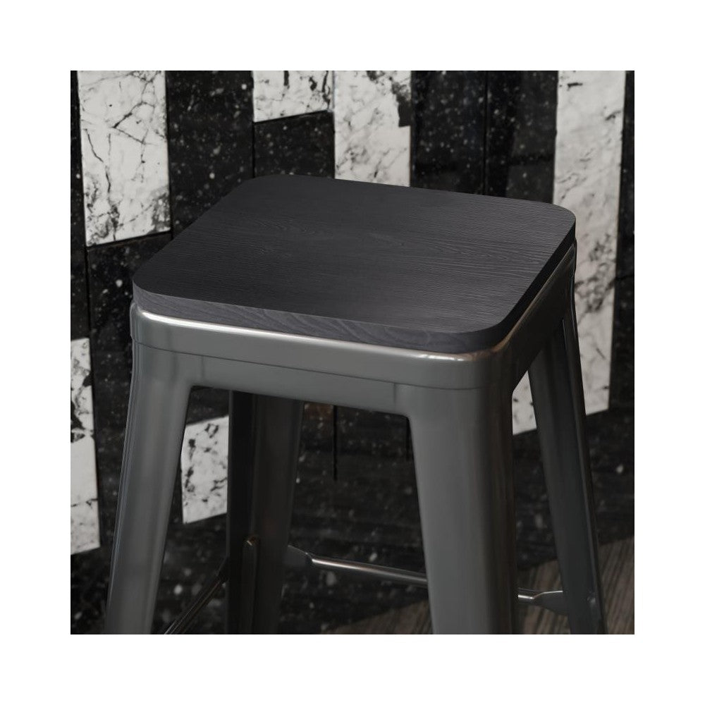 4PK Black Poly Resin Wood Seats with Rounded Edge