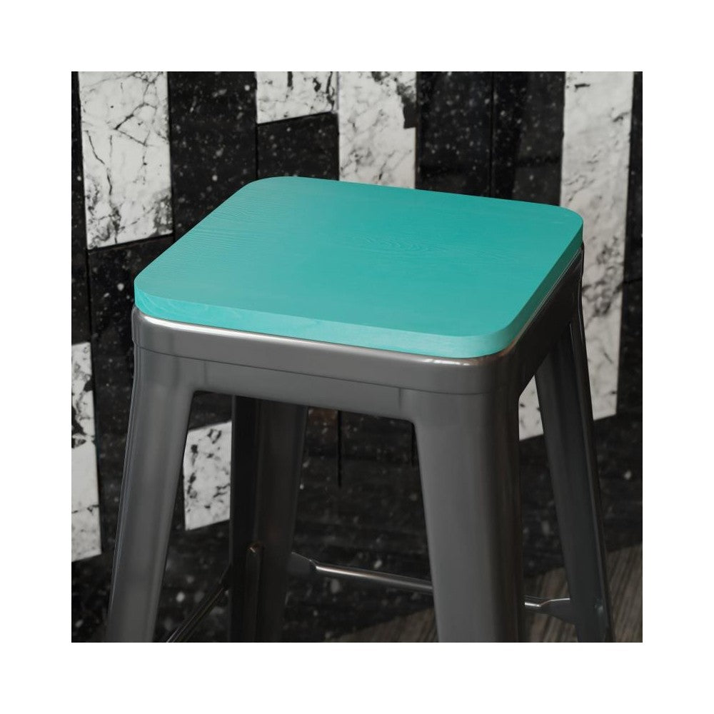4PK Mint Poly Resin Wood Seats with Rounded Edges