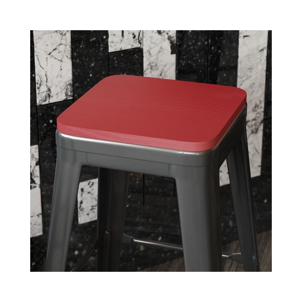 4PK Red Poly Resin Wood Seats with Rounded Edges