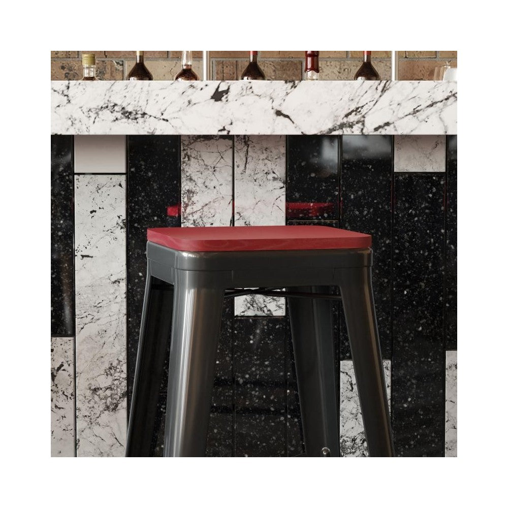 4PK Red Poly Resin Wood Seats with Rounded Edges