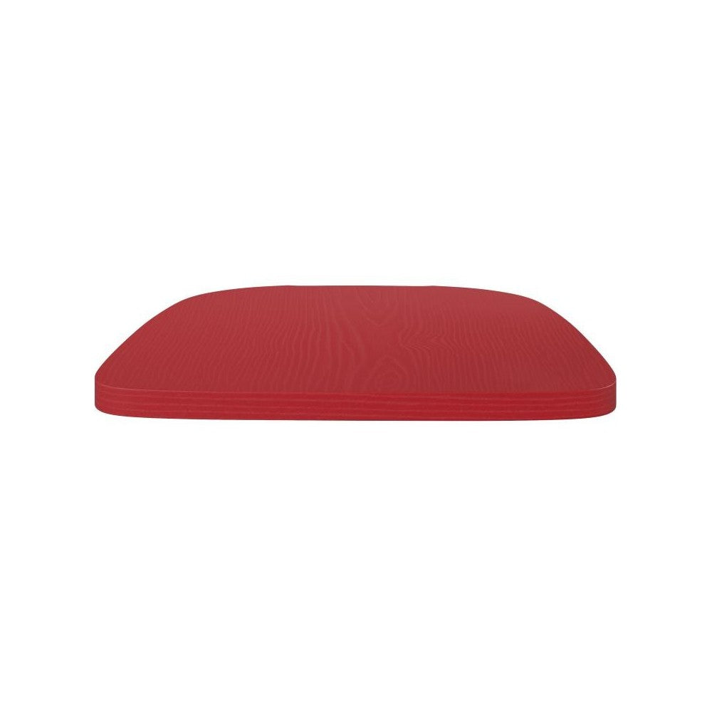 4PK Red Poly Resin Wood Square Seats