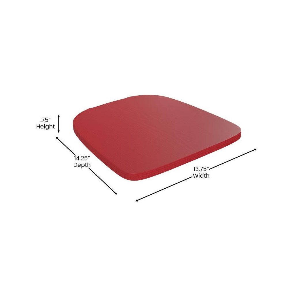 4PK Red Poly Resin Wood Square Seats