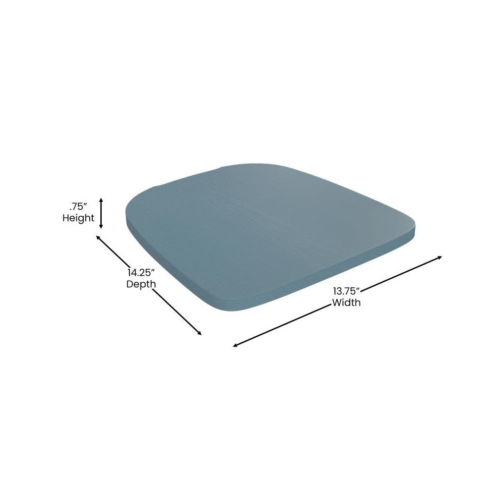 4PK Teal-Blue Poly Resin Wood Square Seats