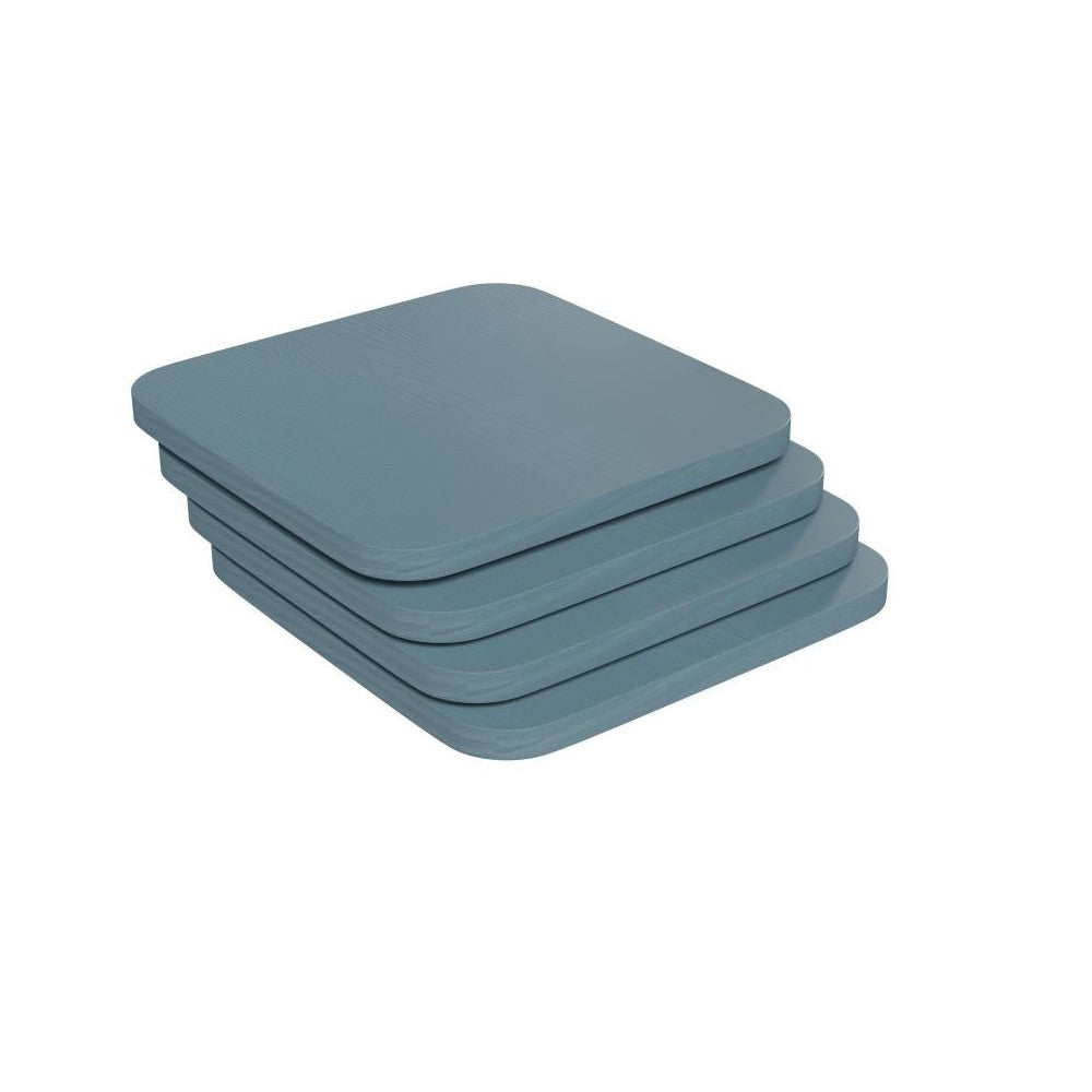 4PK Teal-BluePoly Resin Wood Seats with Rounded Edges