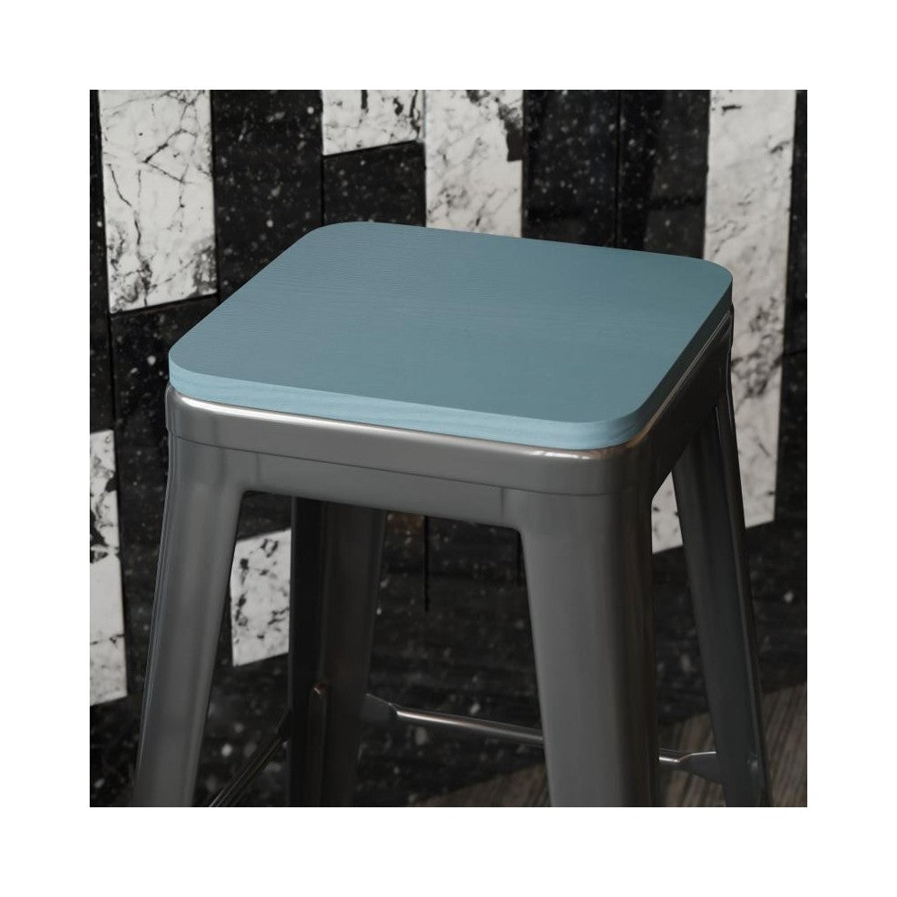 4PK Teal-BluePoly Resin Wood Seats with Rounded Edges