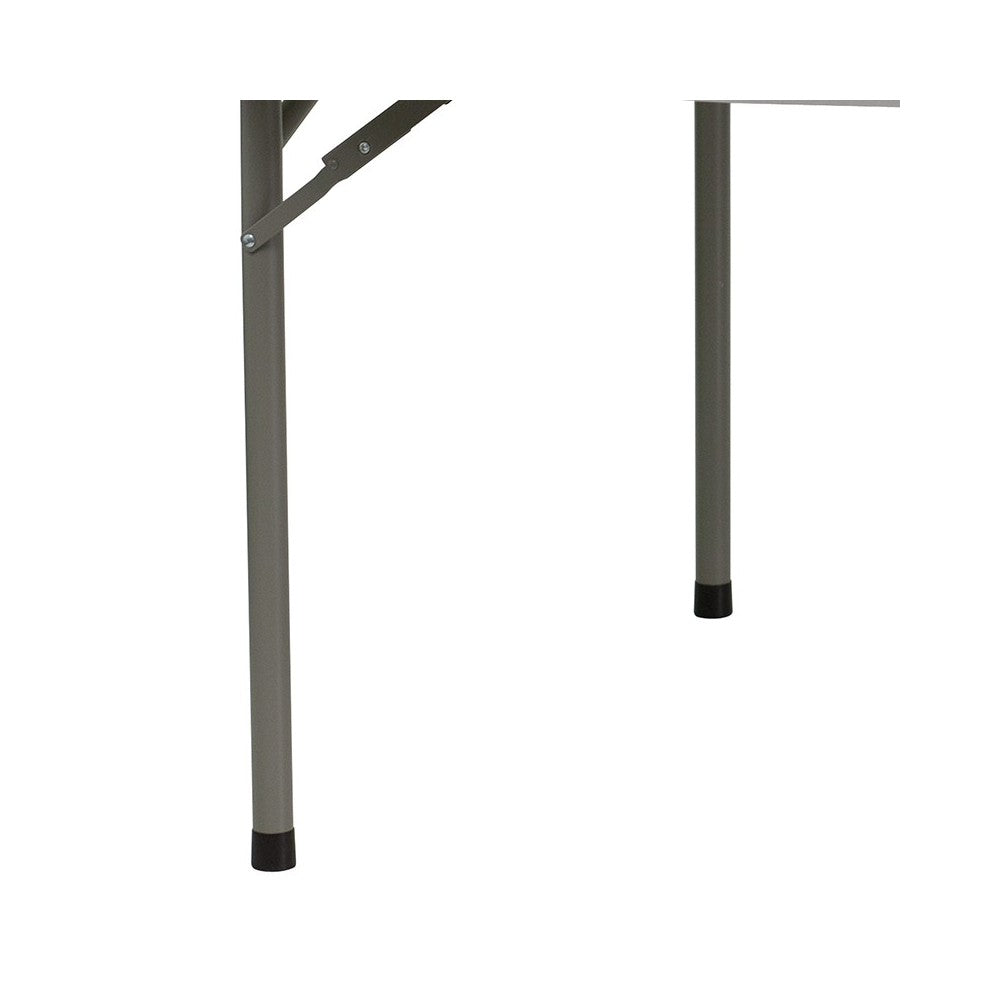 5-Foot Round Granite White Plastic Folding Table