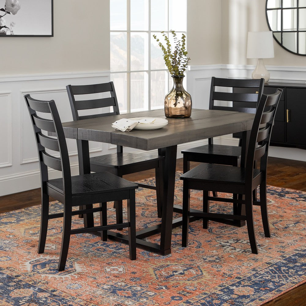 5-Piece Distressed Dining Set - Gray/Black