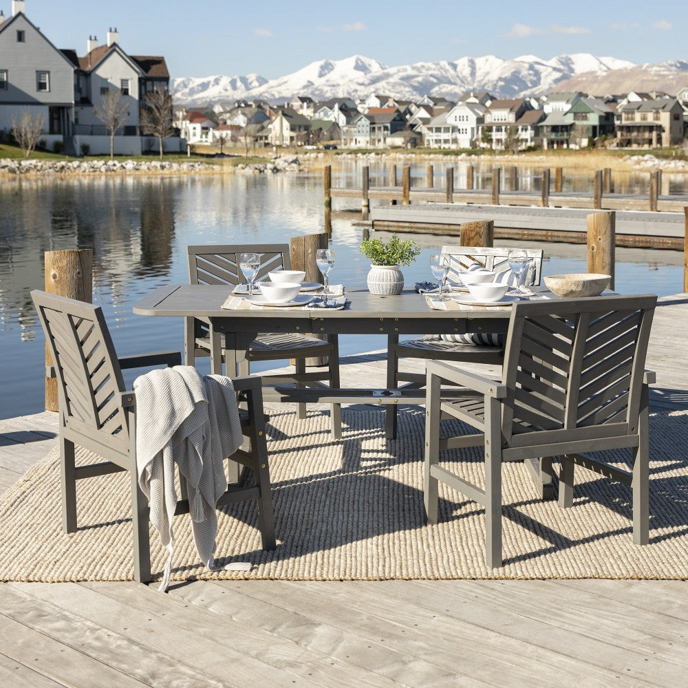 5-Piece Extendable Outdoor Patio Dining Set - Gray Wash