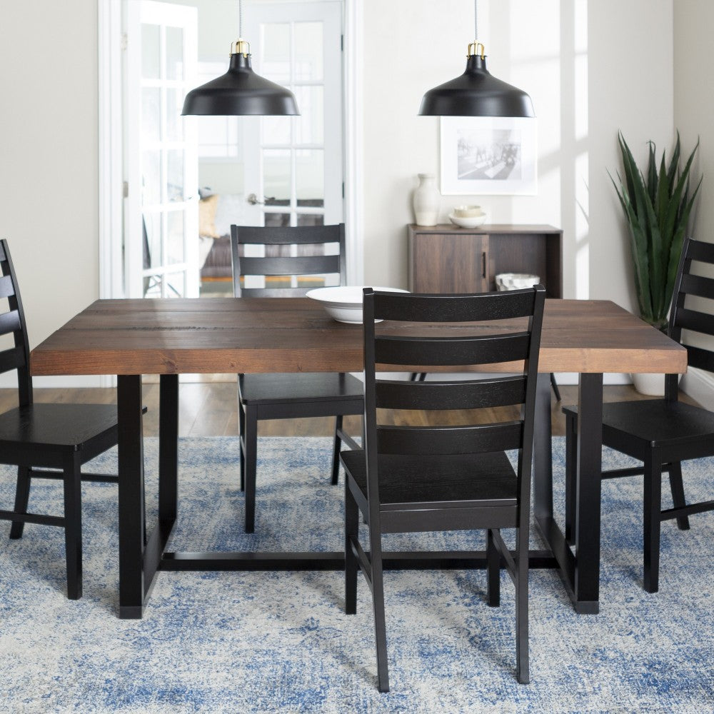 5-Piece Farmhouse Dining Set - Mahogany/Black, C72DSLBMA-5