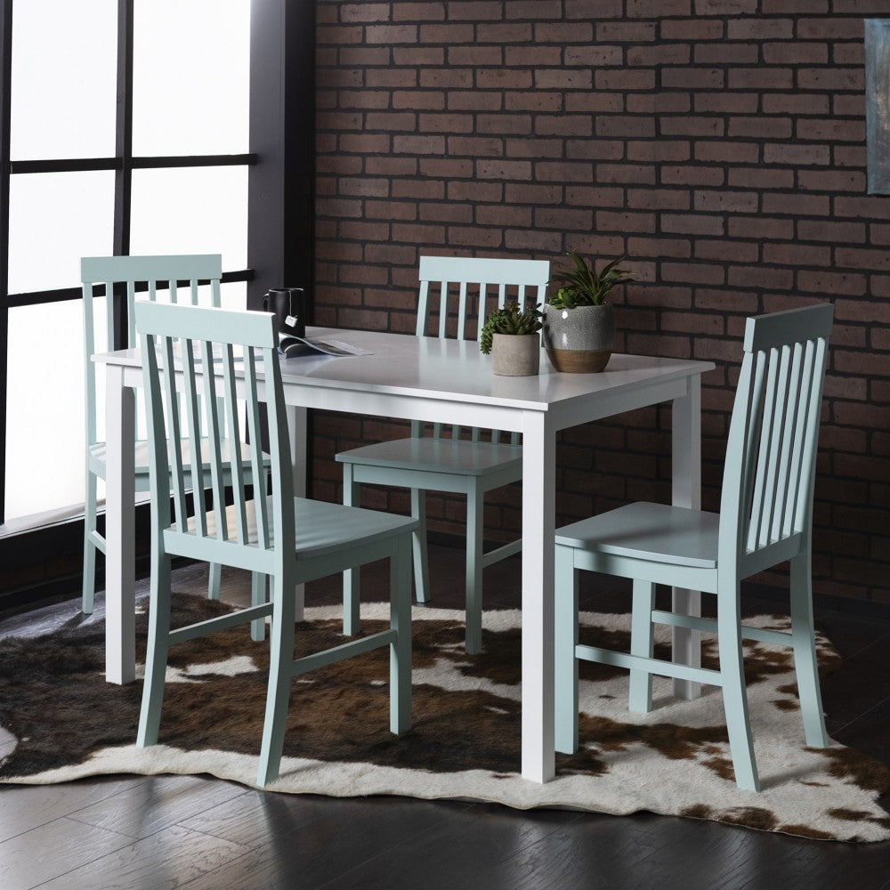 5-Piece Modern Dining Set - White/Sage