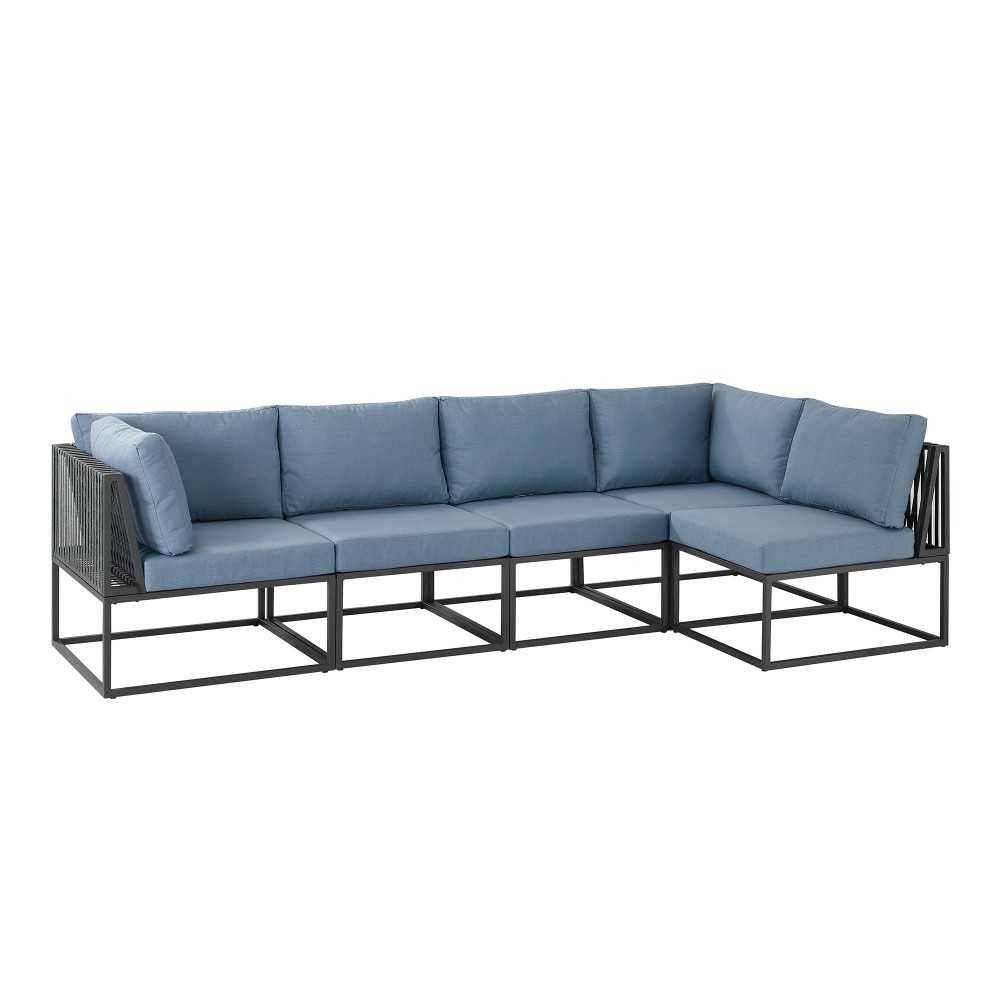5-Piece Outdoor Cord Modular Sectional - Blue
