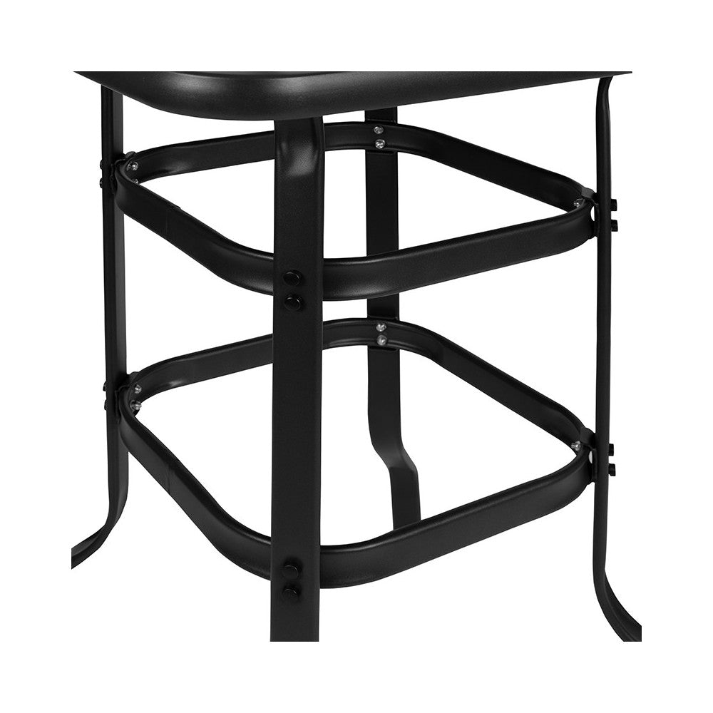 5 Piece Outdoor Glass Bar Patio Table Set with 4 Barstools
