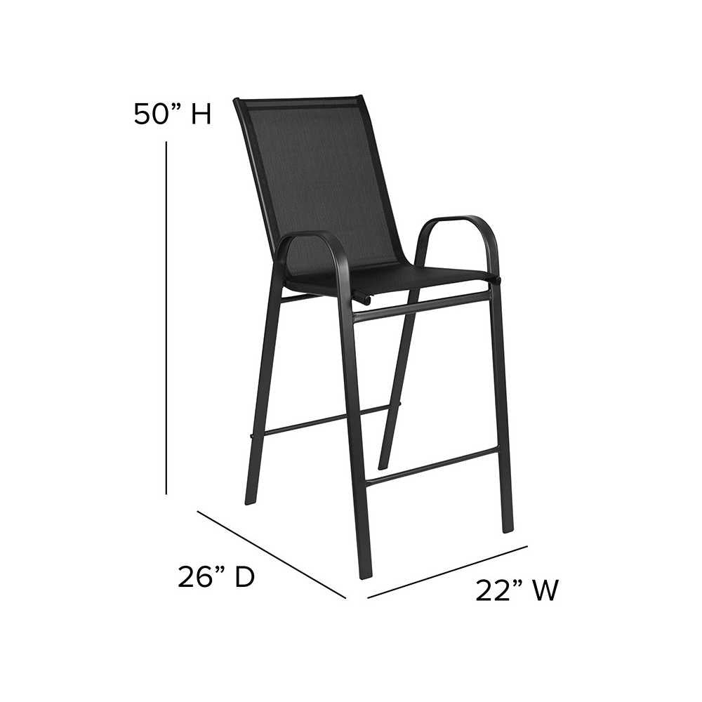 5 Piece Outdoor Glass Bar Patio Table Set with 4 Barstools