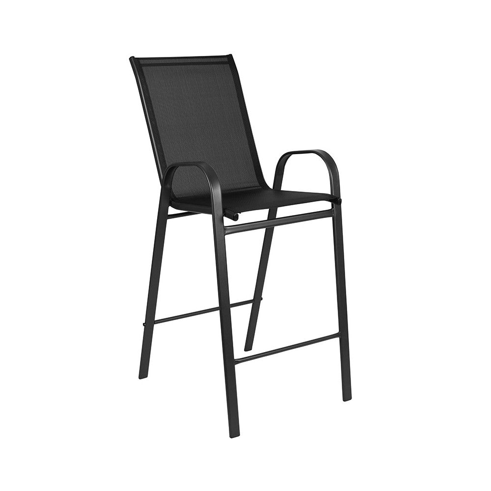 5 Piece Outdoor Glass Bar Patio Table Set with 4 Barstools
