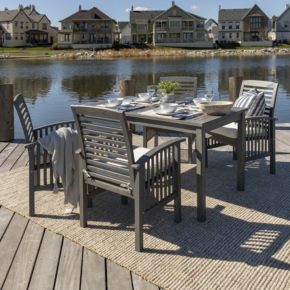 5-Piece Simple Outdoor Patio Dining Set - Gray Wash