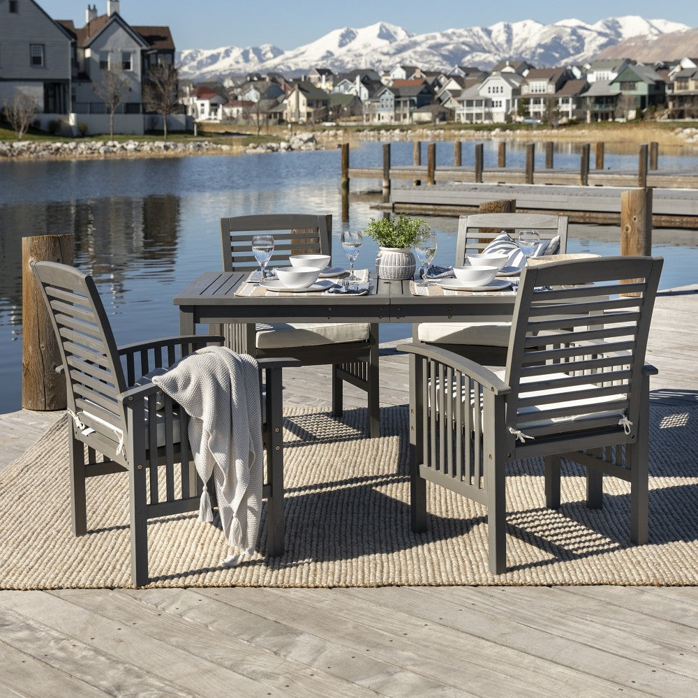 5-Piece Simple Outdoor Patio Dining Set - Gray Wash