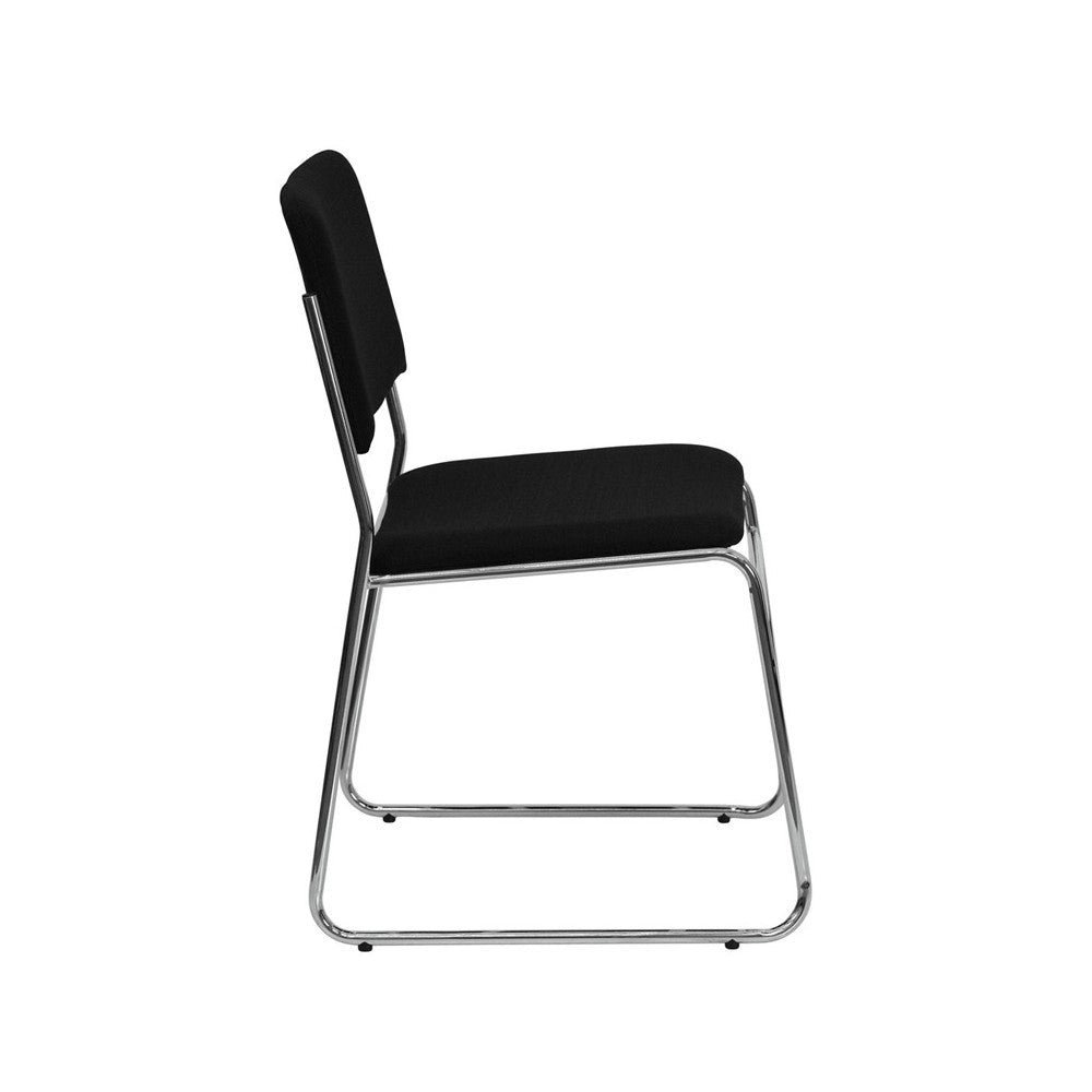 500 lb. Capacity Black Fabric High Density Stacking Chair with Chrome Sled Base