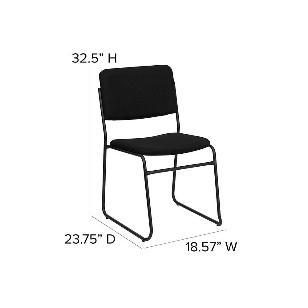 500 lb. Capacity High Density Black Fabric Stacking Chair with Sled Base