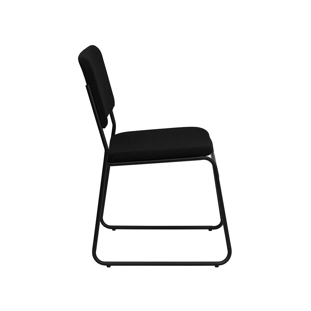 500 lb. Capacity High Density Black Fabric Stacking Chair with Sled Base