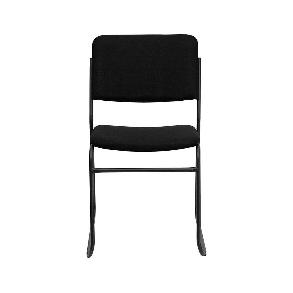 500 lb. Capacity High Density Black Fabric Stacking Chair with Sled Base