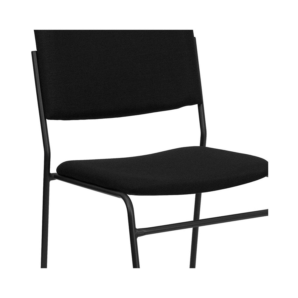 500 lb. Capacity High Density Black Fabric Stacking Chair with Sled Base
