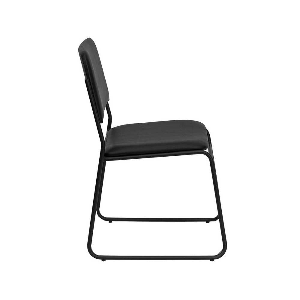 500 lb. Capacity High Density Black Vinyl Stacking Chair with Sled Base