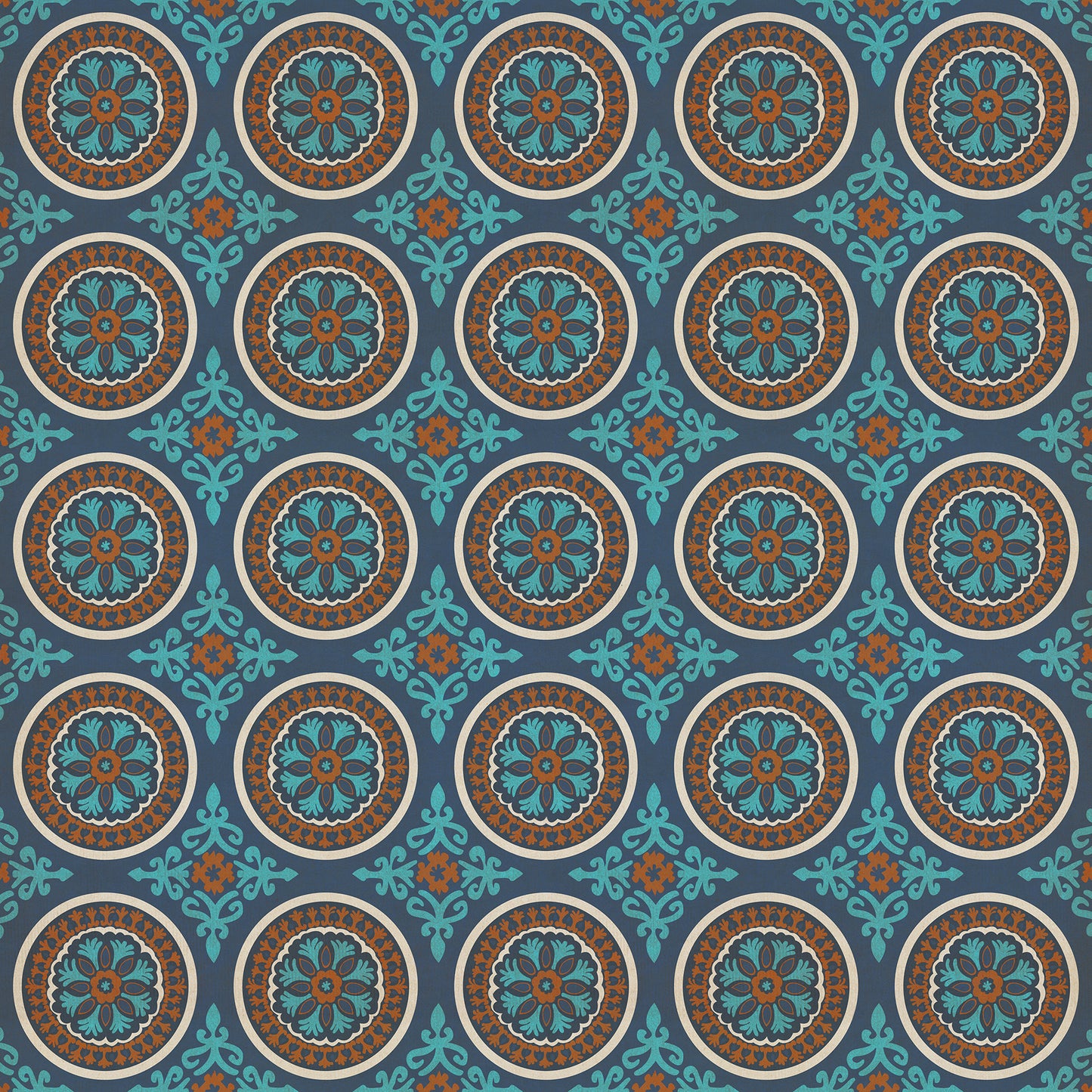 Pattern 43 Samadi 120x120 Vintage Vinyl Floorcloth