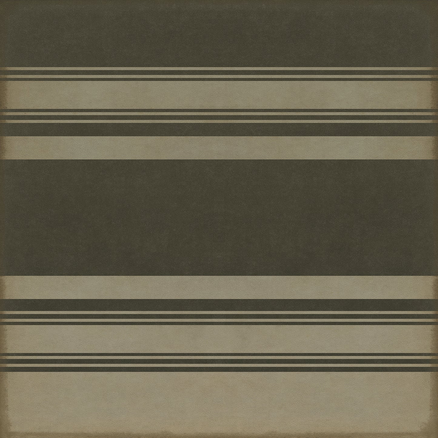 Pattern 50 Organic Stripes Black and Tan 48x48 Vintage Vinyl Floorcloth