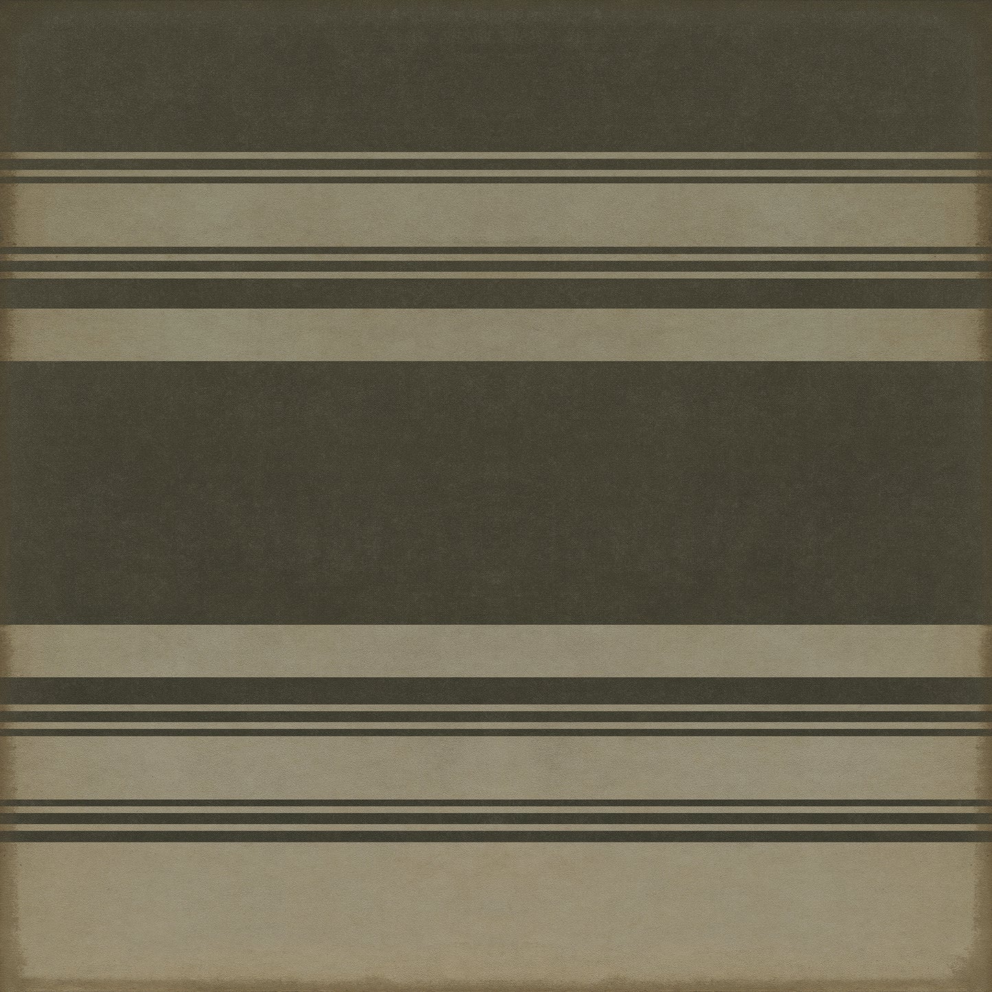 Pattern 50 Organic Stripes Black and Tan 60x60 Vintage Vinyl Floorcloth