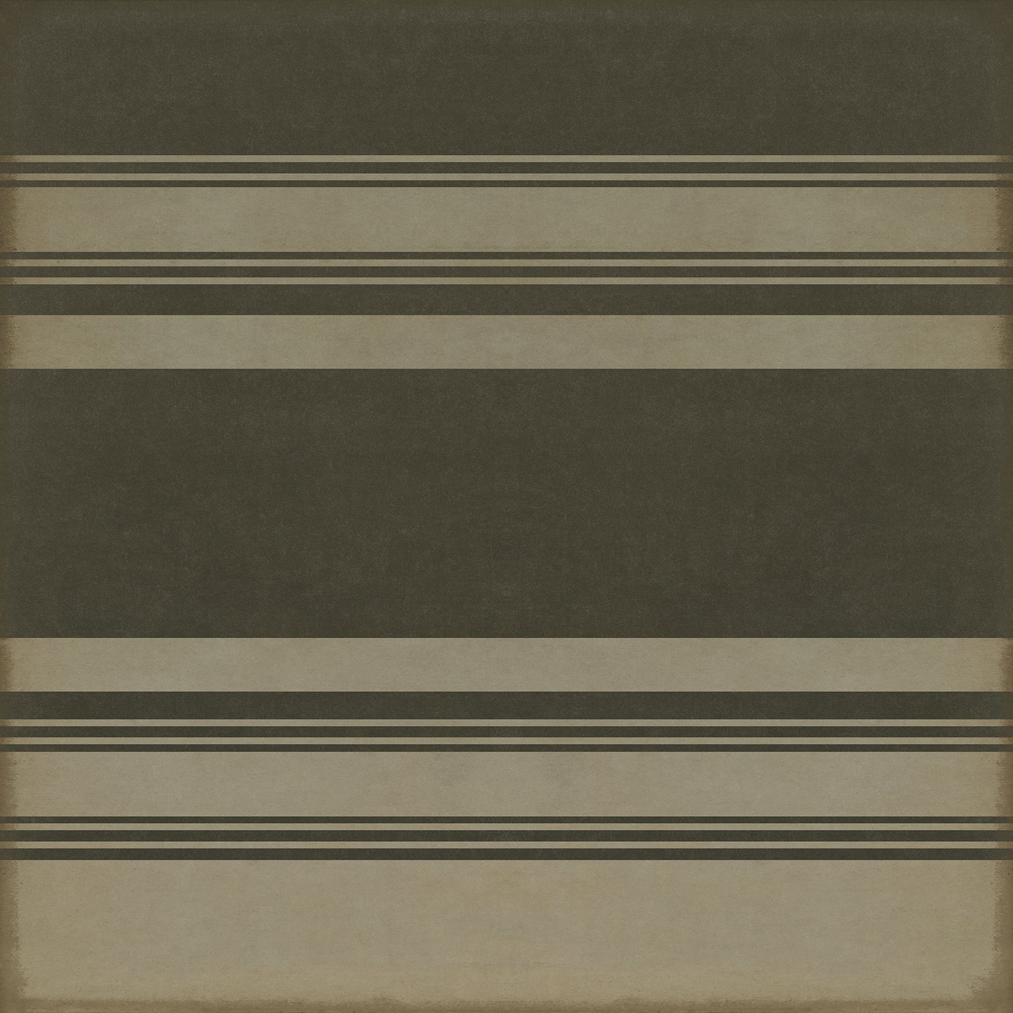 Pattern 50 Organic Stripes Black and Tan 120x120 Vintage Vinyl Floorcloth