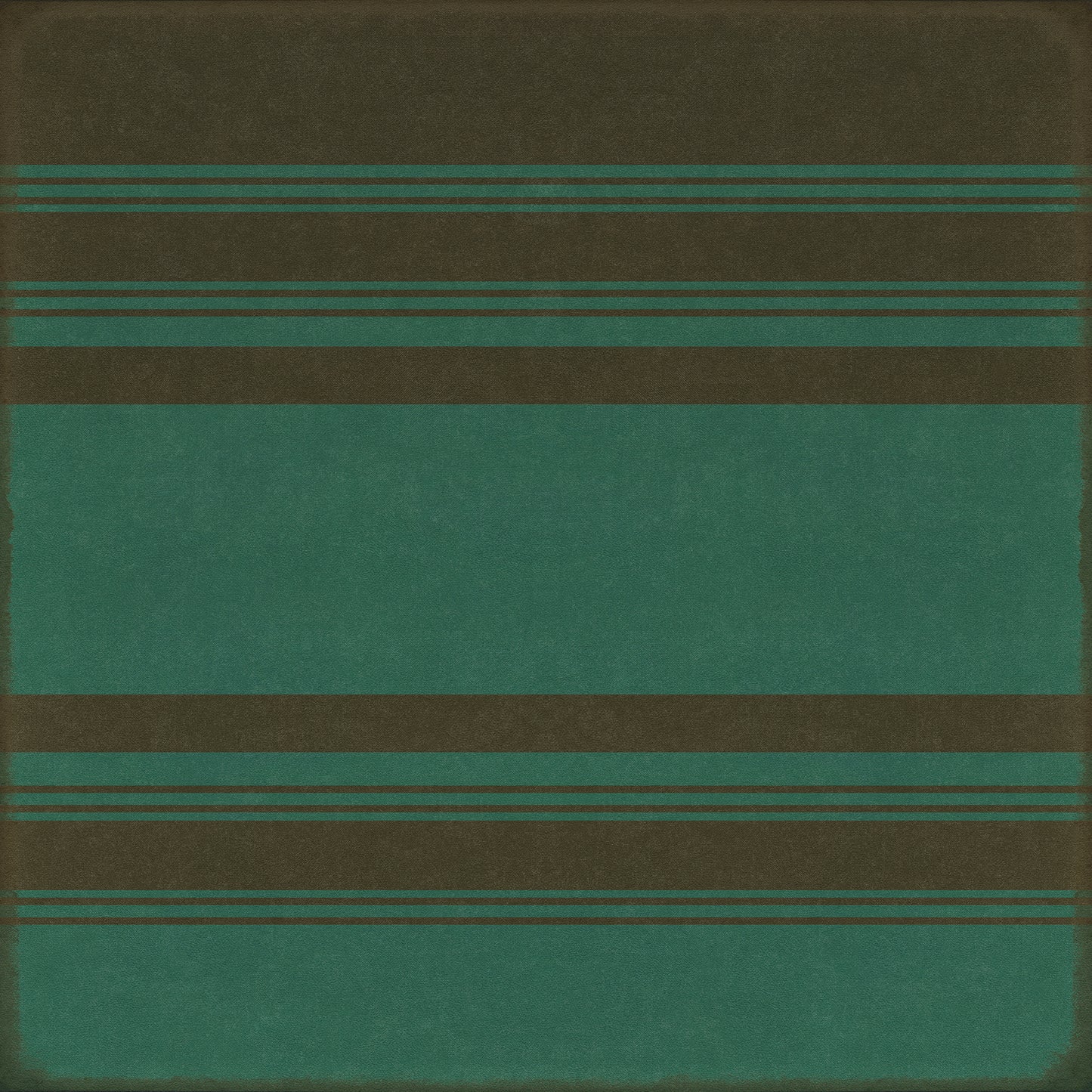 Pattern 50 Organic Stripes Black and Teal 48x48 Vintage Vinyl Floorcloth