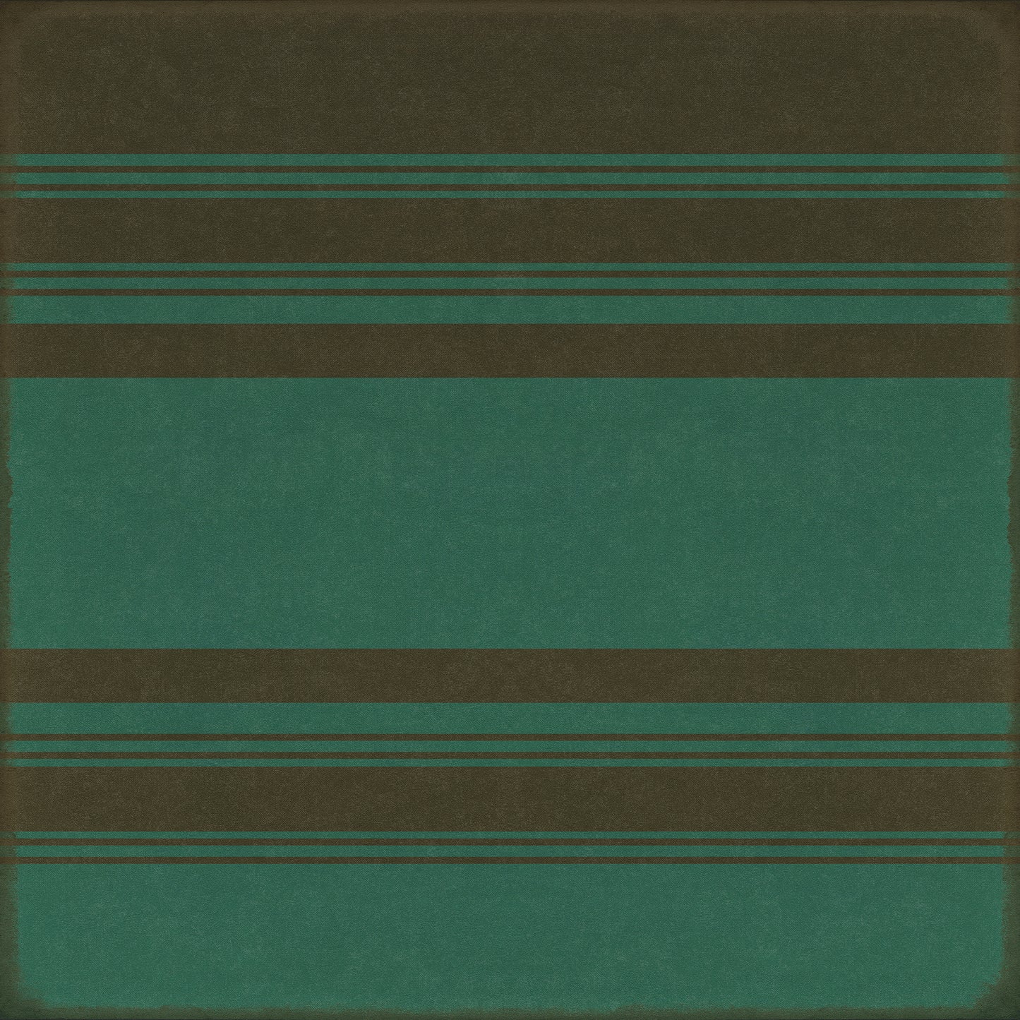 Pattern 50 Organic Stripes Black and Teal 60x60 Vintage Vinyl Floorcloth