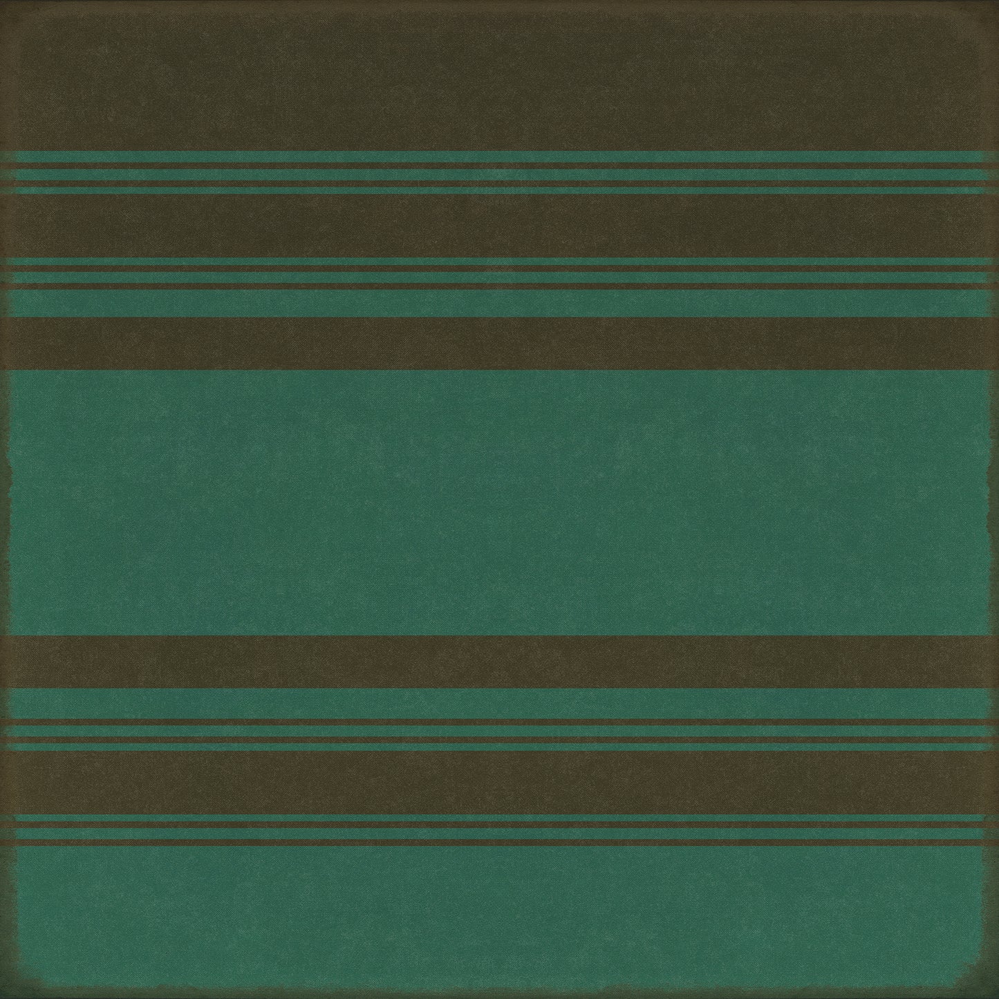 Pattern 50 Organic Stripes Black and Teal 72x72 Vintage Vinyl Floorcloth
