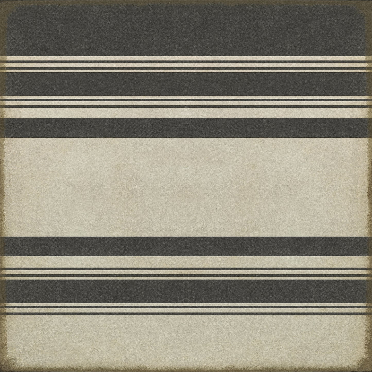 Pattern 50 Organic Stripes Black and White 48x48 Vintage Vinyl Floorcloth