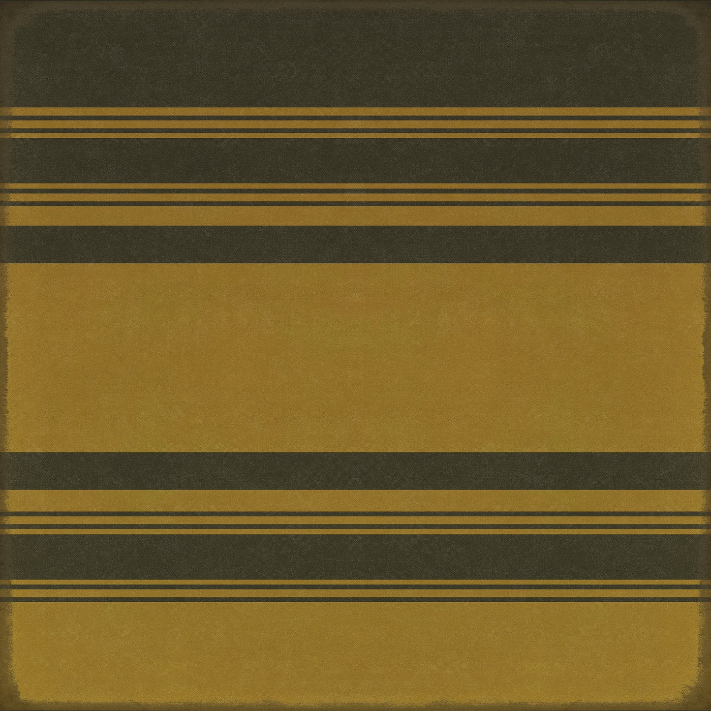 Pattern 50 Organic Stripes Black and Yellow 72x72 Vintage Vinyl Floorcloth
