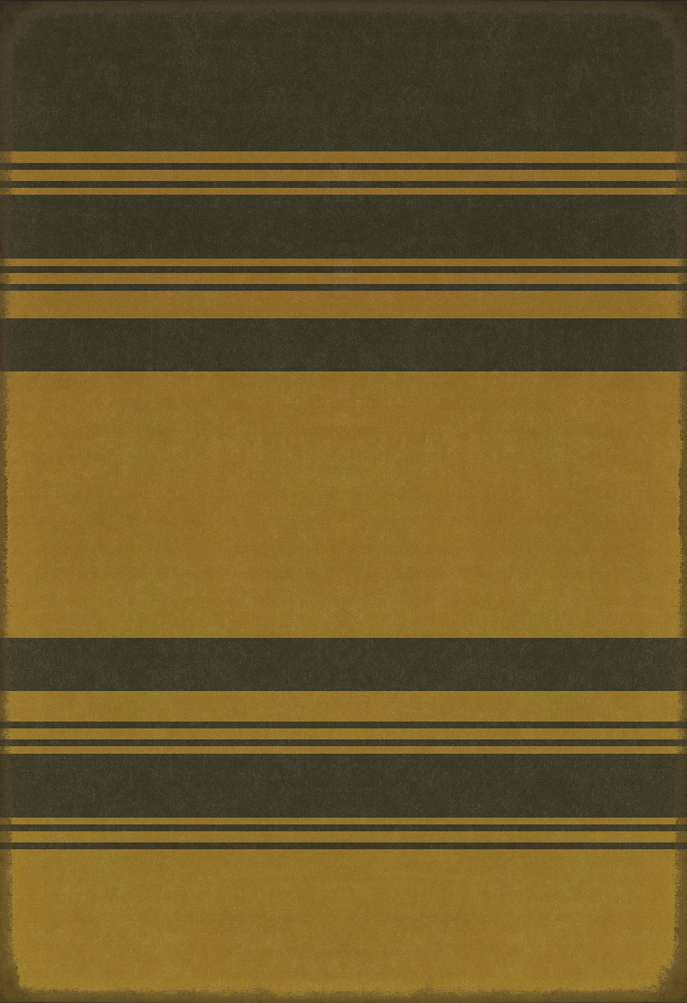 Pattern 50 Organic Stripes Black and Yellow 96x140 Vintage Vinyl Floorcloth