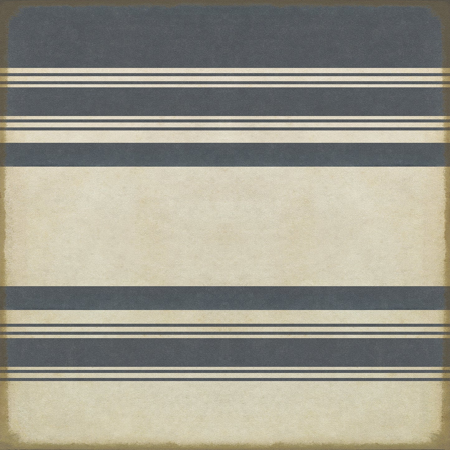 Pattern 50 Organic Stripes Blue and White 36x36 Vintage Vinyl Floorcloth