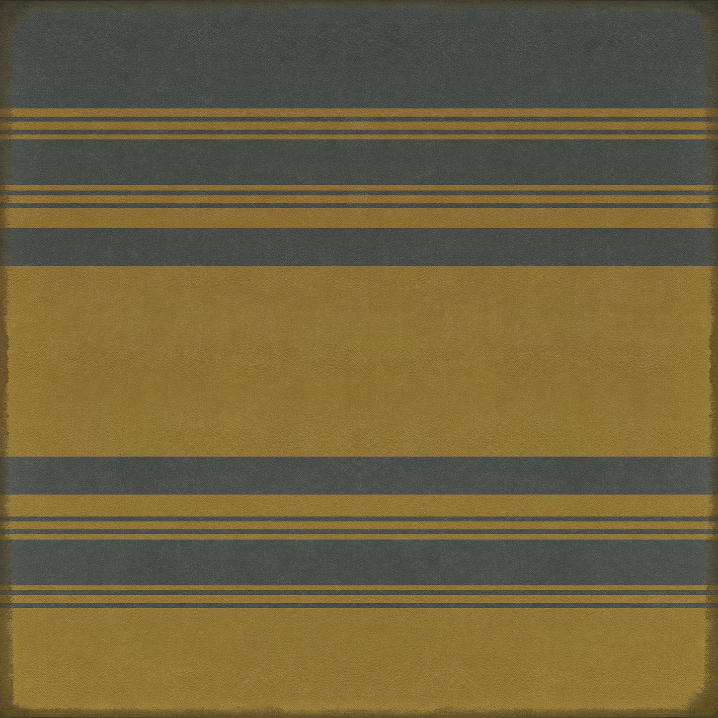 Pattern 50 Organic Stripes Blue and Yellow 48x48 Vintage Vinyl Floorcloth