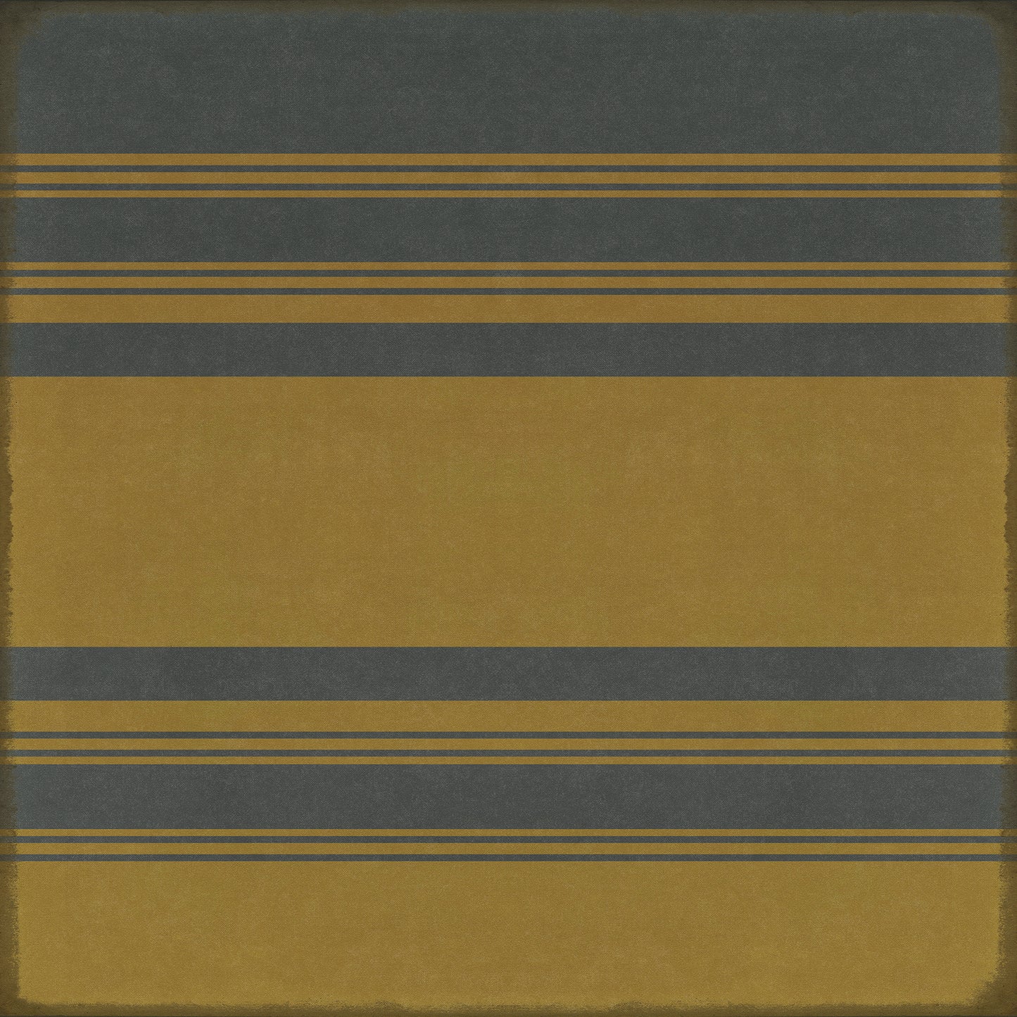 Pattern 50 Organic Stripes Blue and Yellow 72x72 Vintage Vinyl Floorcloth