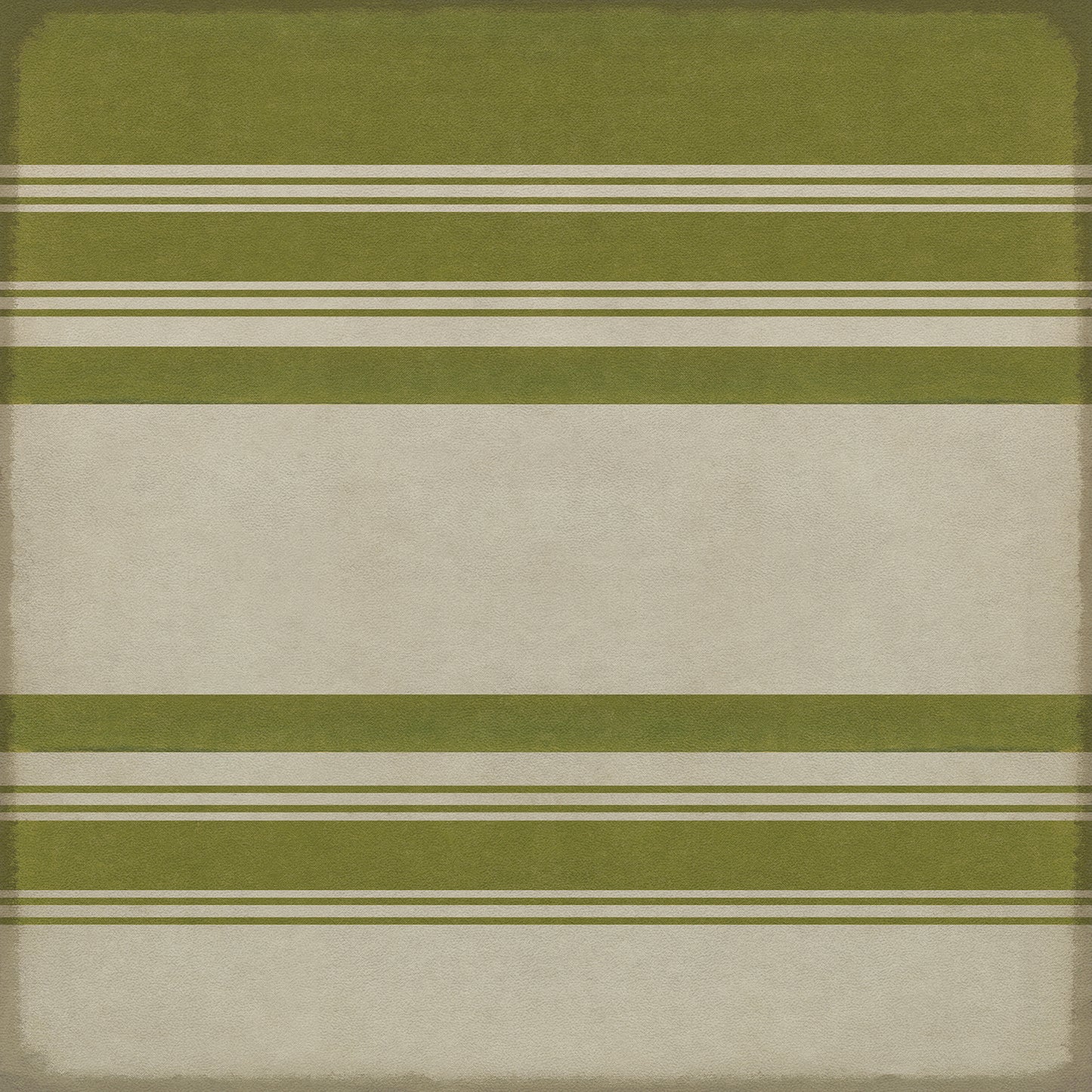Pattern 50 Organic Stripes Green and White 36x36 Vintage Vinyl Floorcloth