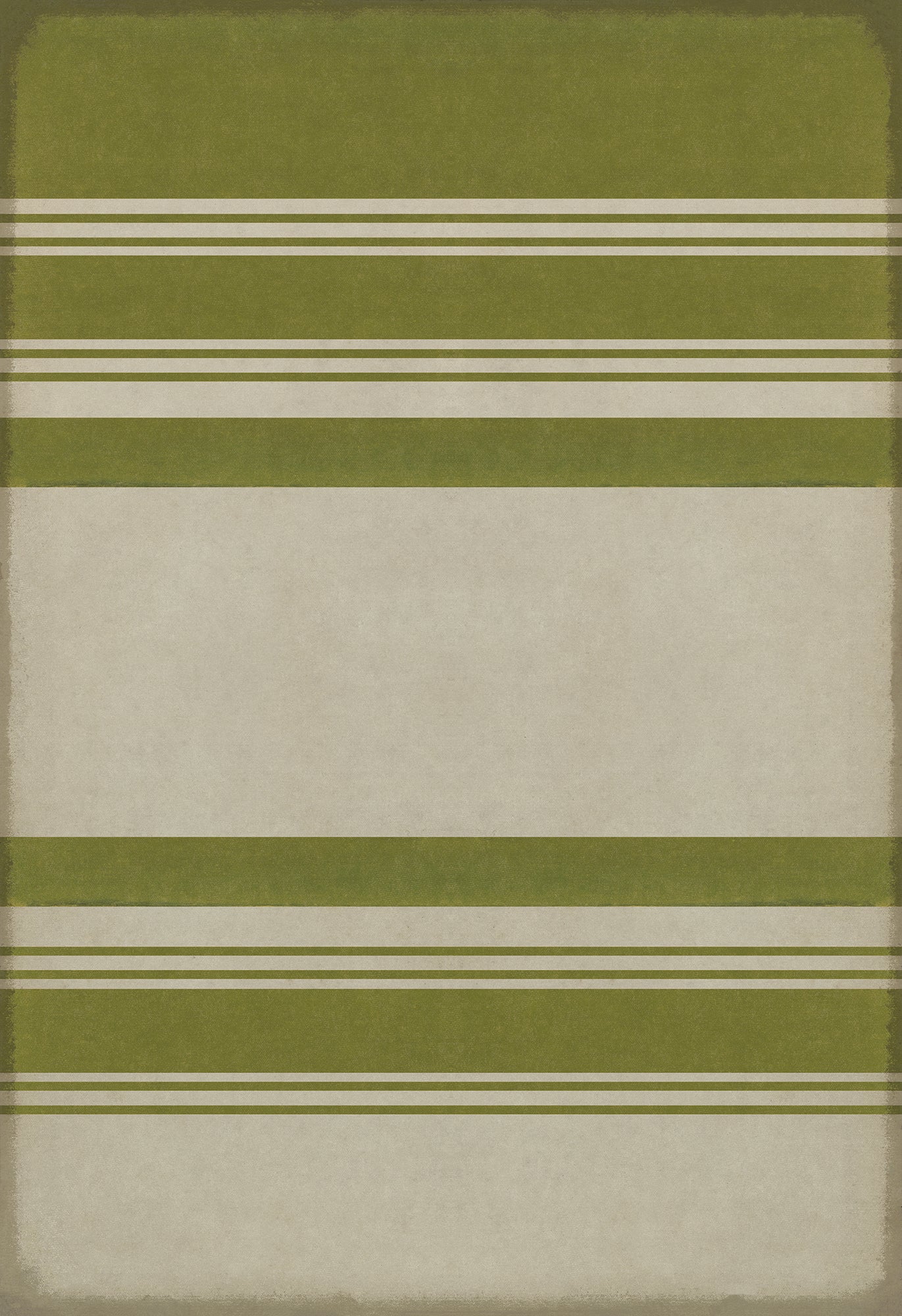 Pattern 50 Organic Stripes Green and White 96x140 Vintage Vinyl Floorcloth