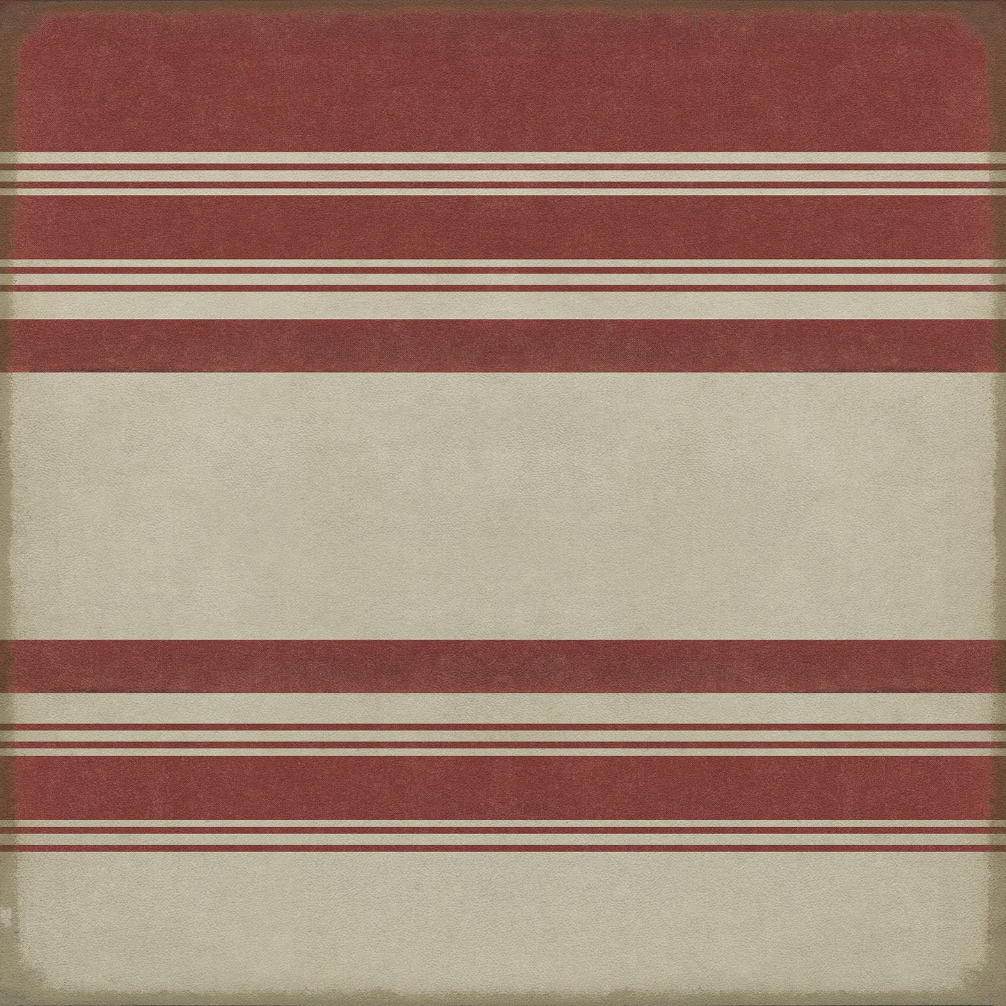 Pattern 50 Organic Stripes Red and White 36x36 Vintage Vinyl Floorcloth