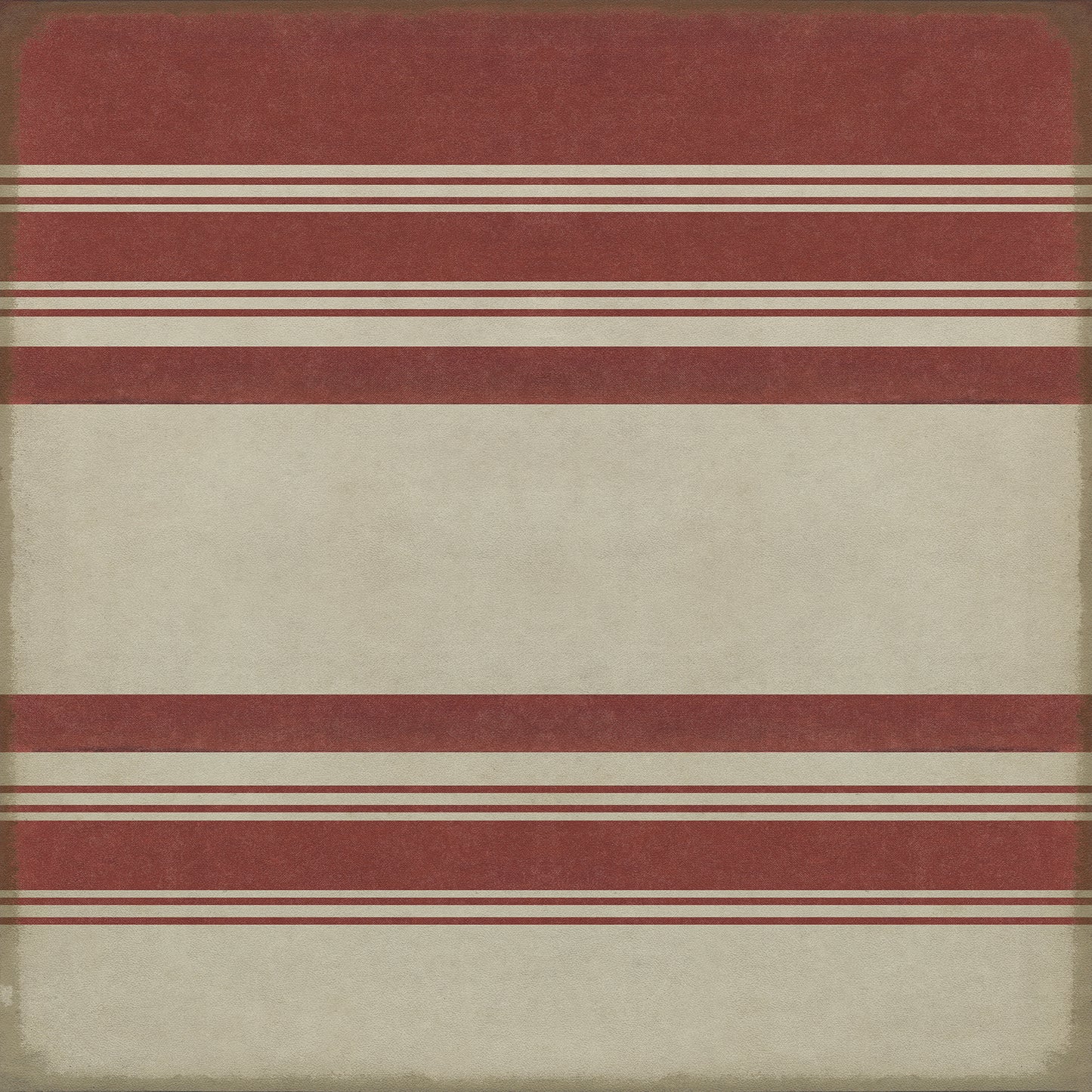 Pattern 50 Organic Stripes Red and White 48x48 Vintage Vinyl Floorcloth