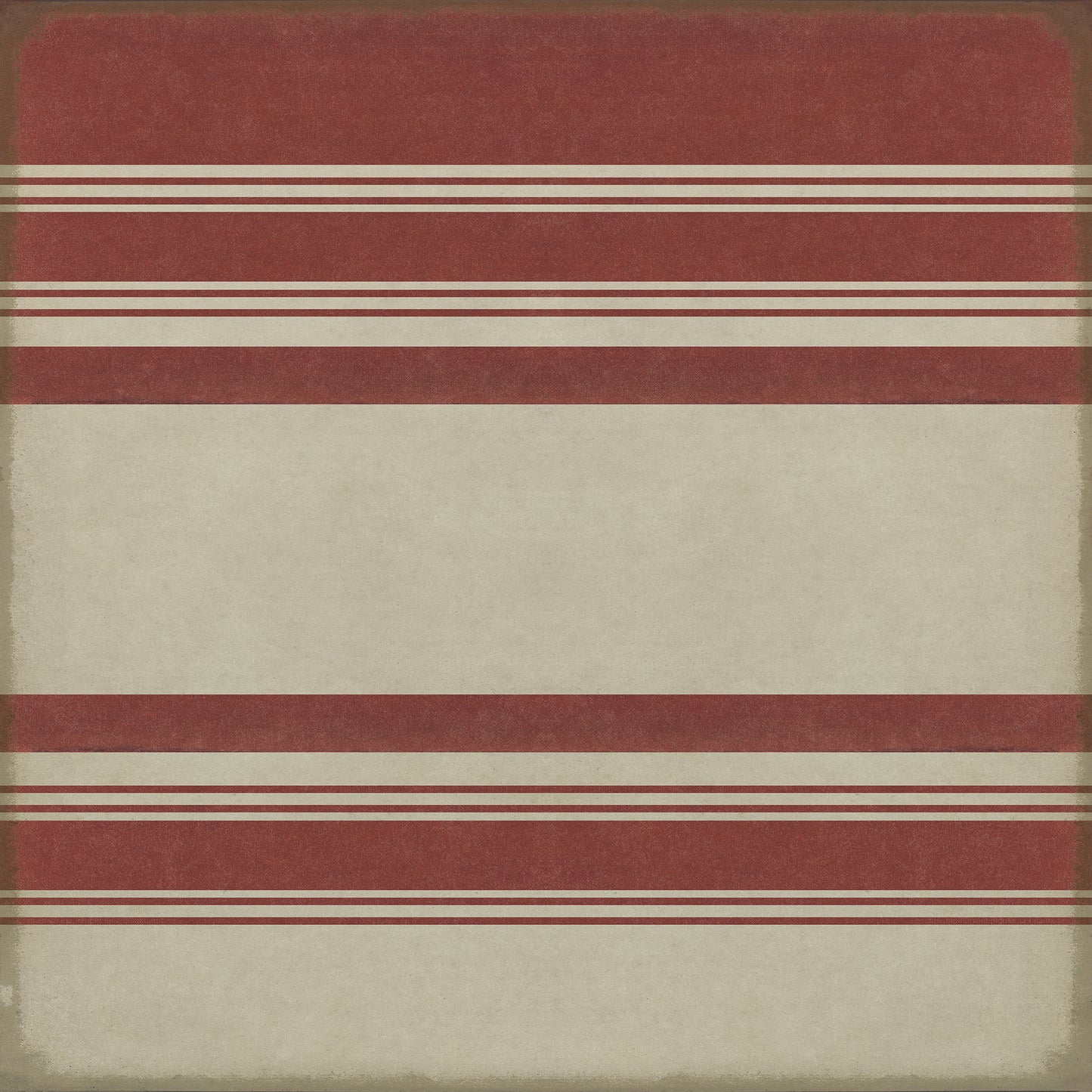 Pattern 50 Organic Stripes Red and White 120x120 Vintage Vinyl Floorcloth