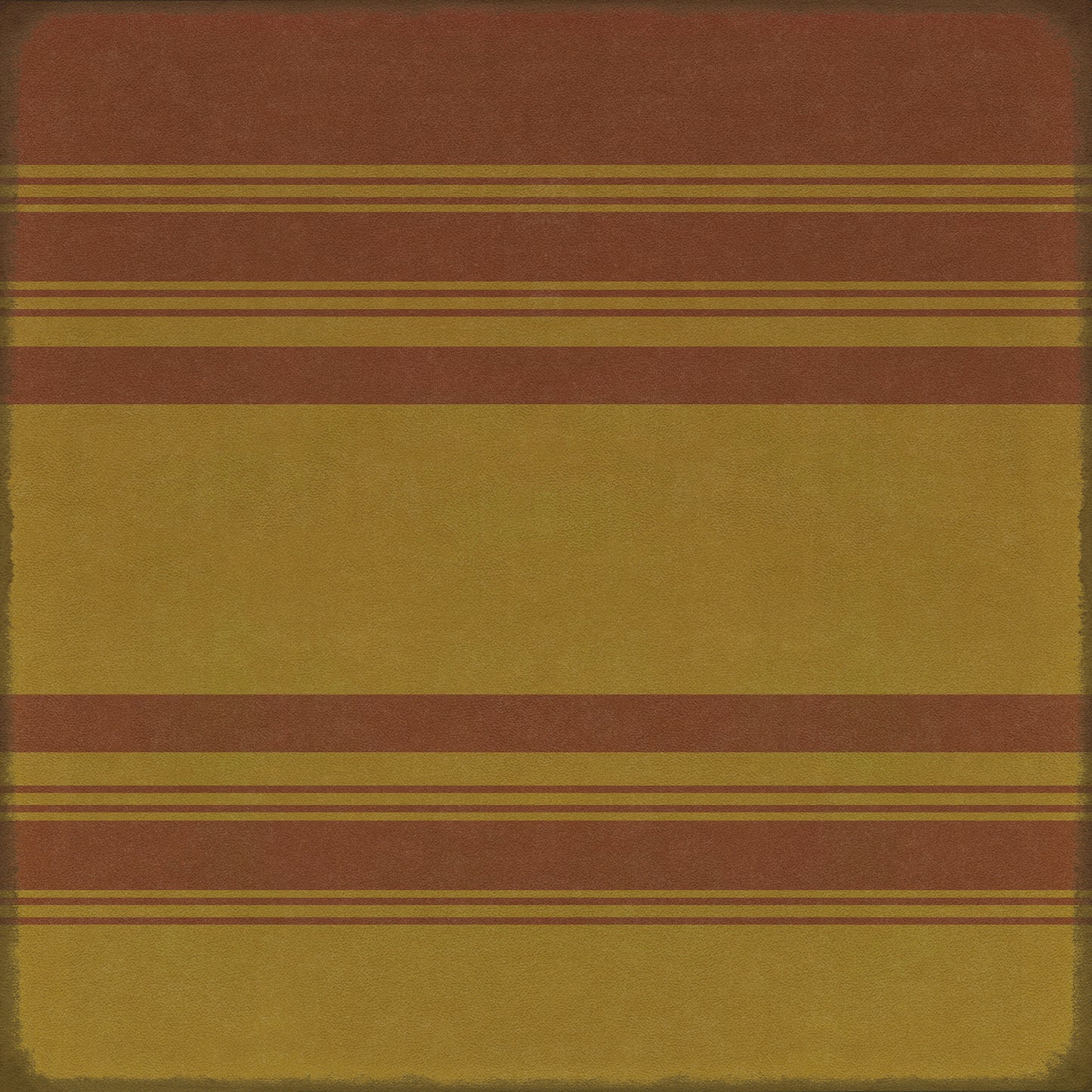 Pattern 50 Organic Stripes Red and Yellow 36x36 Vintage Vinyl Floorcloth