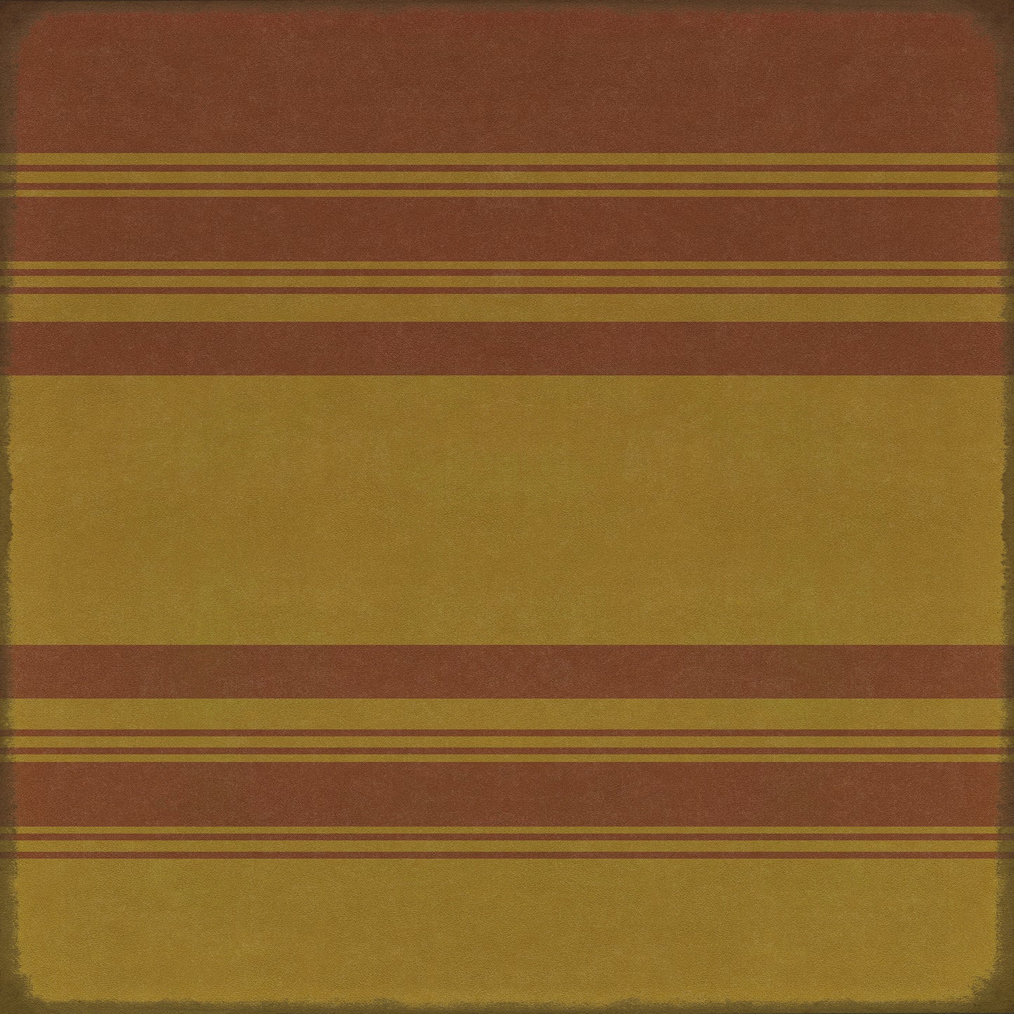 Pattern 50 Organic Stripes Red and Yellow 48x48 Vintage Vinyl Floorcloth