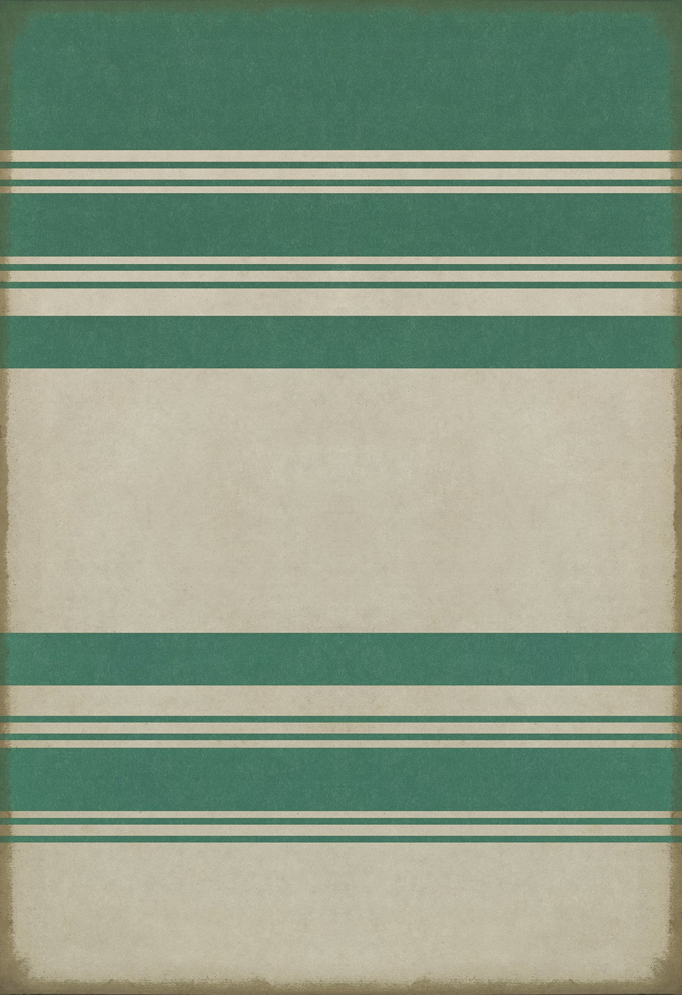 Pattern 50 Organic Stripes Teal and White 96x140 Vintage Vinyl Floorcloth