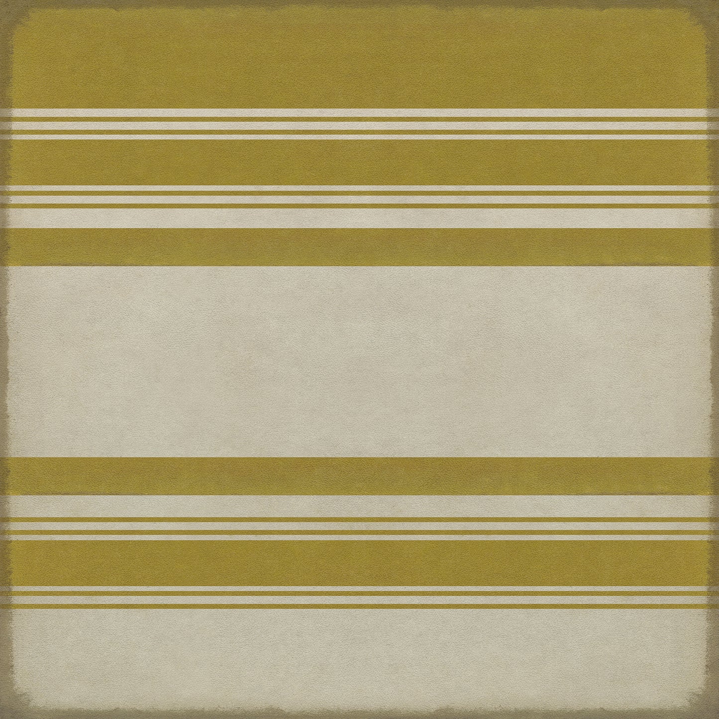 Pattern 50 Organic Stripes Yellow and White 36x36 Vintage Vinyl Floorcloth
