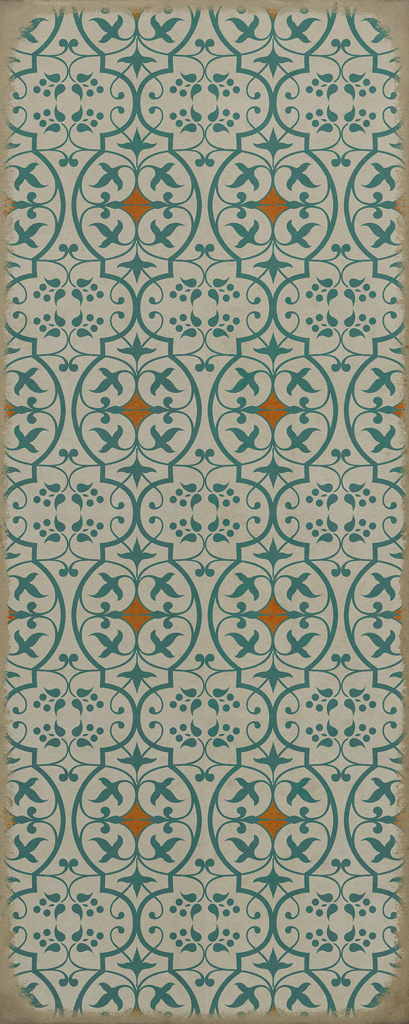 Pattern 51 And I love her 36x90 Vintage Vinyl Floorcloth