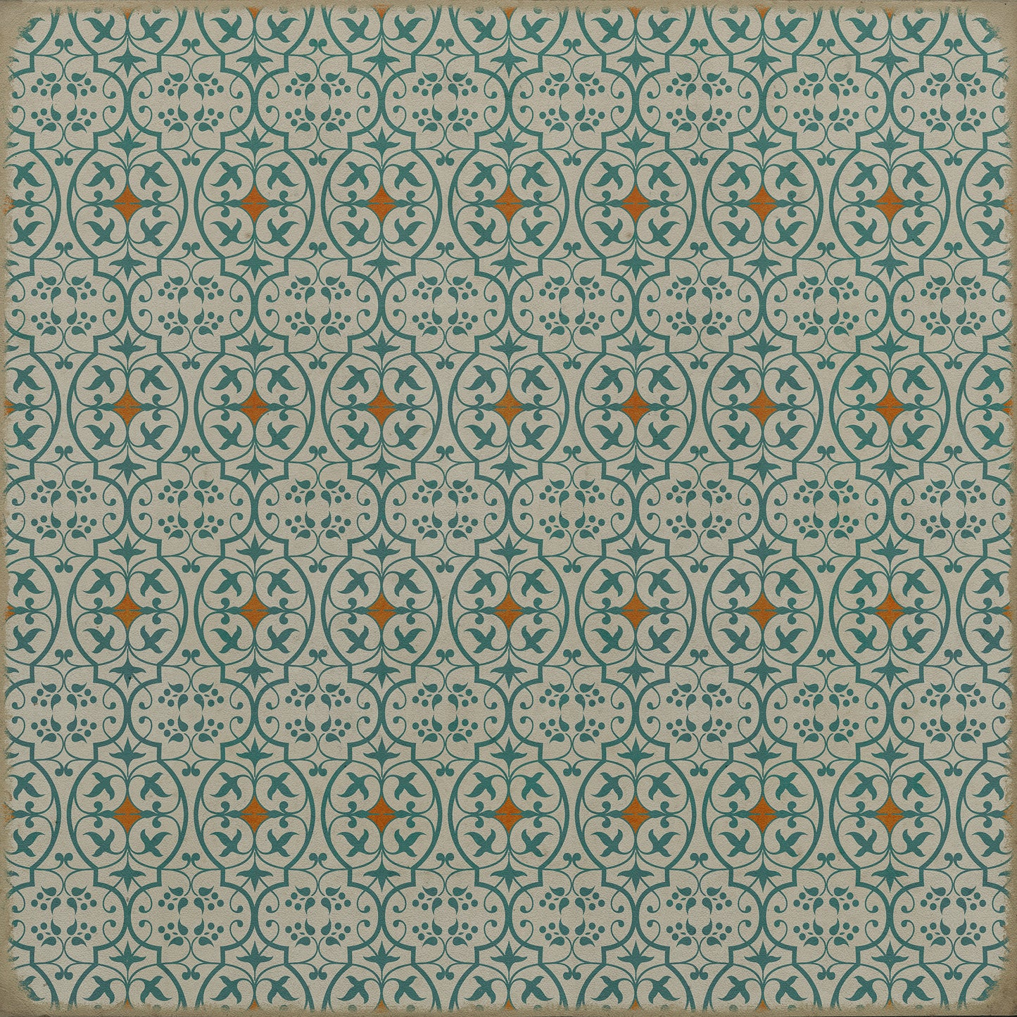 Pattern 51 And I love her 48x48 Vintage Vinyl Floorcloth